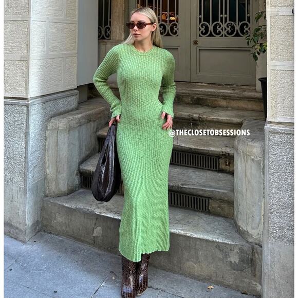 MANGO Ribbed Knit Maxi Dress 💚✨ NWT | Size 8 - Picture 1 of 16